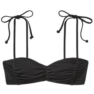 NWT Victoria's Secret Swim ruched bralette black tie shoulder bikini top